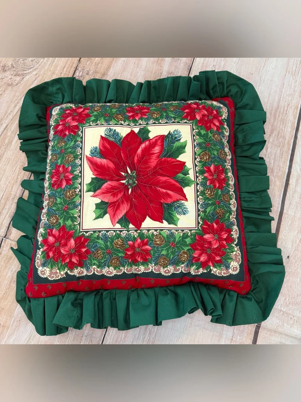 Quilted Poinsettia Throw Pillow 18